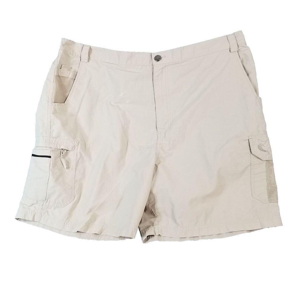 Reel Legends Cargo hiking shorts men's 2XL XXL beige comfort waist outdoor